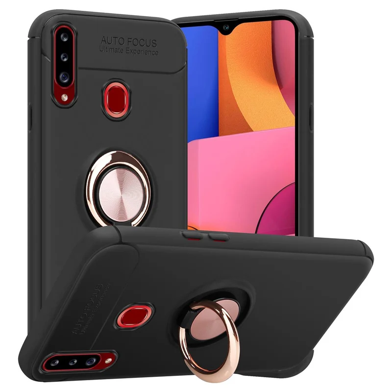 Cadorabo Hülle kompatibel mit Samsung Galaxy A20s Schutzhülle mit Fokus Ring aus TPU Silikon