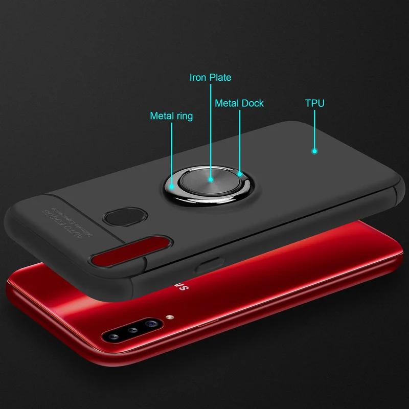 Cadorabo Hülle kompatibel mit Samsung Galaxy A20s Schutzhülle mit Fokus Ring aus TPU Silikon