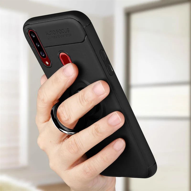 Cadorabo Hülle kompatibel mit Samsung Galaxy A20s Schutzhülle mit Fokus Ring aus TPU Silikon