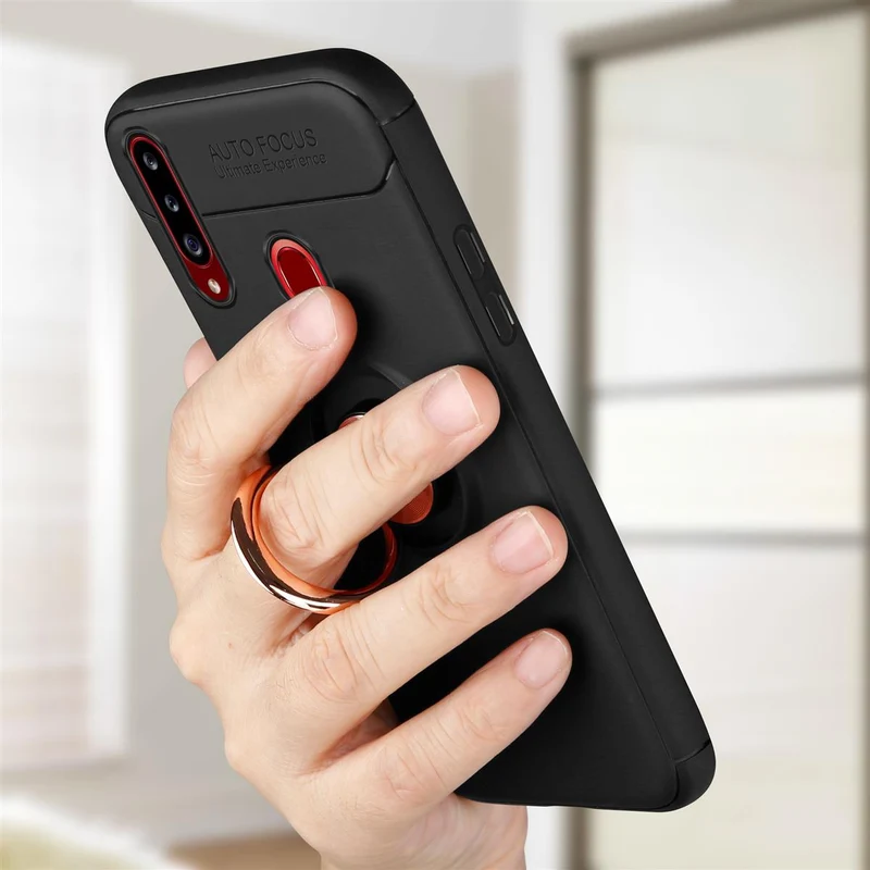 Cadorabo Hülle kompatibel mit Samsung Galaxy A20s Schutzhülle mit Fokus Ring aus TPU Silikon
