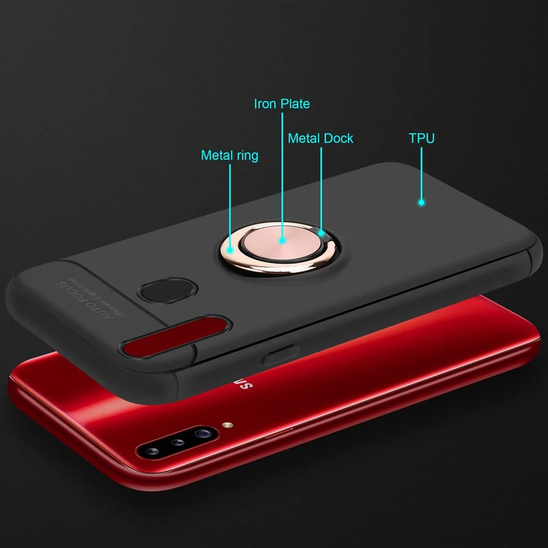 Cadorabo Hülle kompatibel mit Samsung Galaxy A20s Schutzhülle mit Fokus Ring aus TPU Silikon