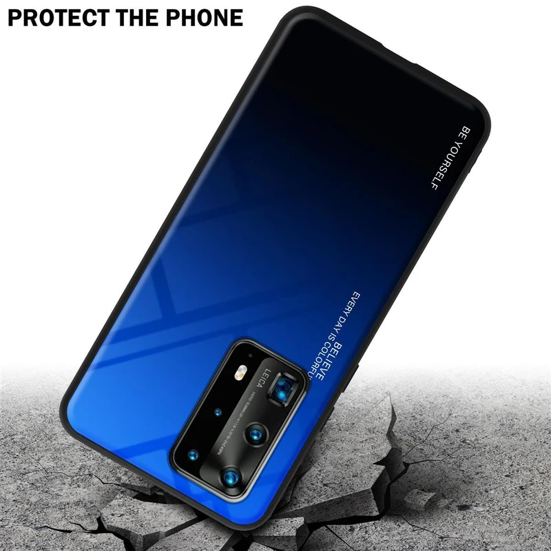 Cadorabo Hülle kompatibel mit Huawei P40 PRO / P40 PRO+ Zweifarbige Schutzhülle aus Tempered Glas und TPU Silikon