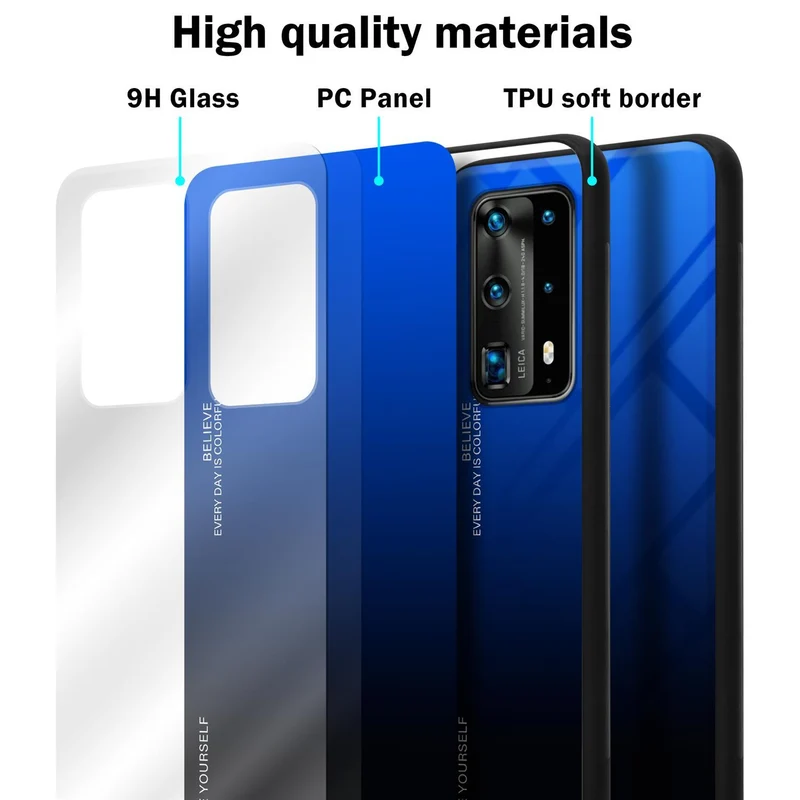 Cadorabo Hülle kompatibel mit Huawei P40 PRO / P40 PRO+ Zweifarbige Schutzhülle aus Tempered Glas und TPU Silikon