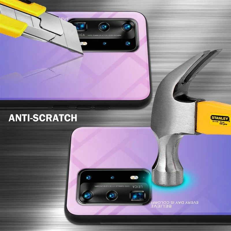 Cadorabo Hülle kompatibel mit Huawei P40 PRO / P40 PRO+ Zweifarbige Schutzhülle aus Tempered Glas und TPU Silikon