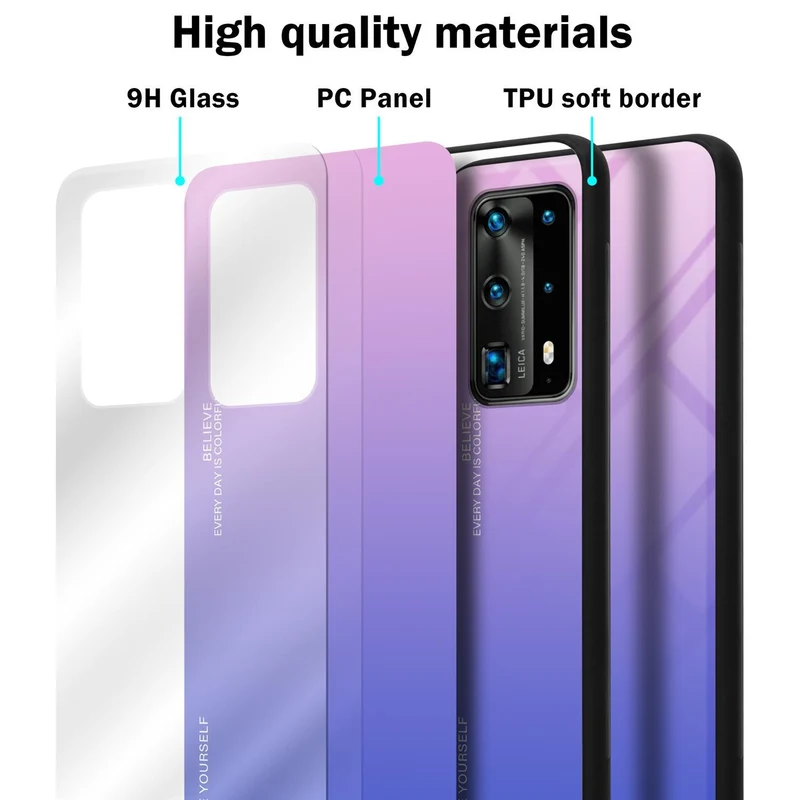 Cadorabo Hülle kompatibel mit Huawei P40 PRO / P40 PRO+ Zweifarbige Schutzhülle aus Tempered Glas und TPU Silikon