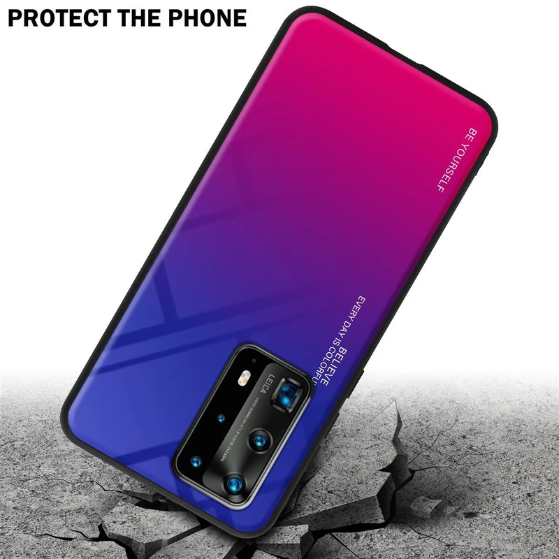 Cadorabo Hülle kompatibel mit Huawei P40 PRO / P40 PRO+ Zweifarbige Schutzhülle aus Tempered Glas und TPU Silikon