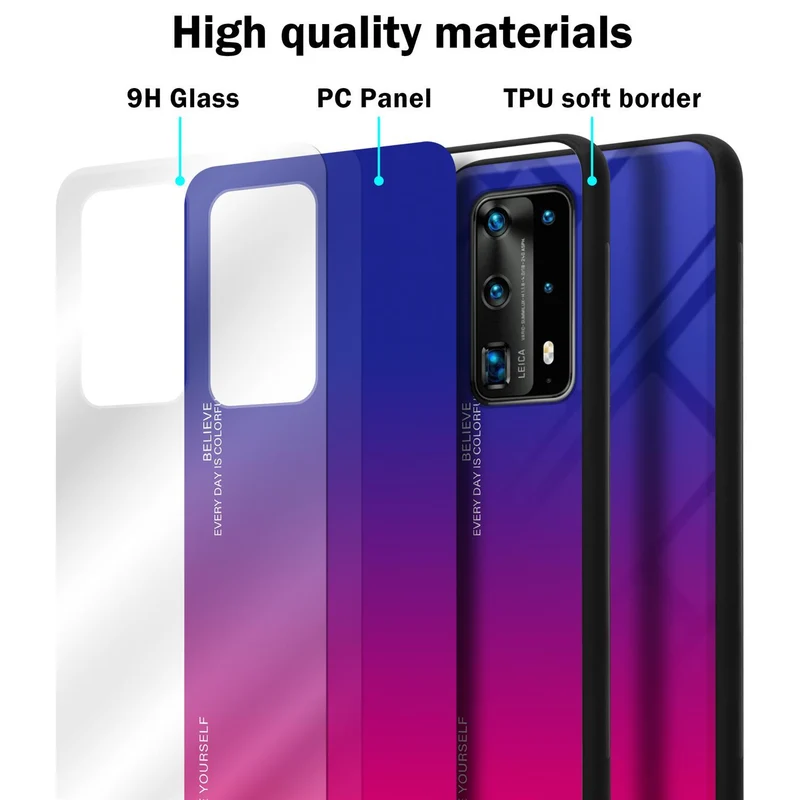 Cadorabo Hülle kompatibel mit Huawei P40 PRO / P40 PRO+ Zweifarbige Schutzhülle aus Tempered Glas und TPU Silikon