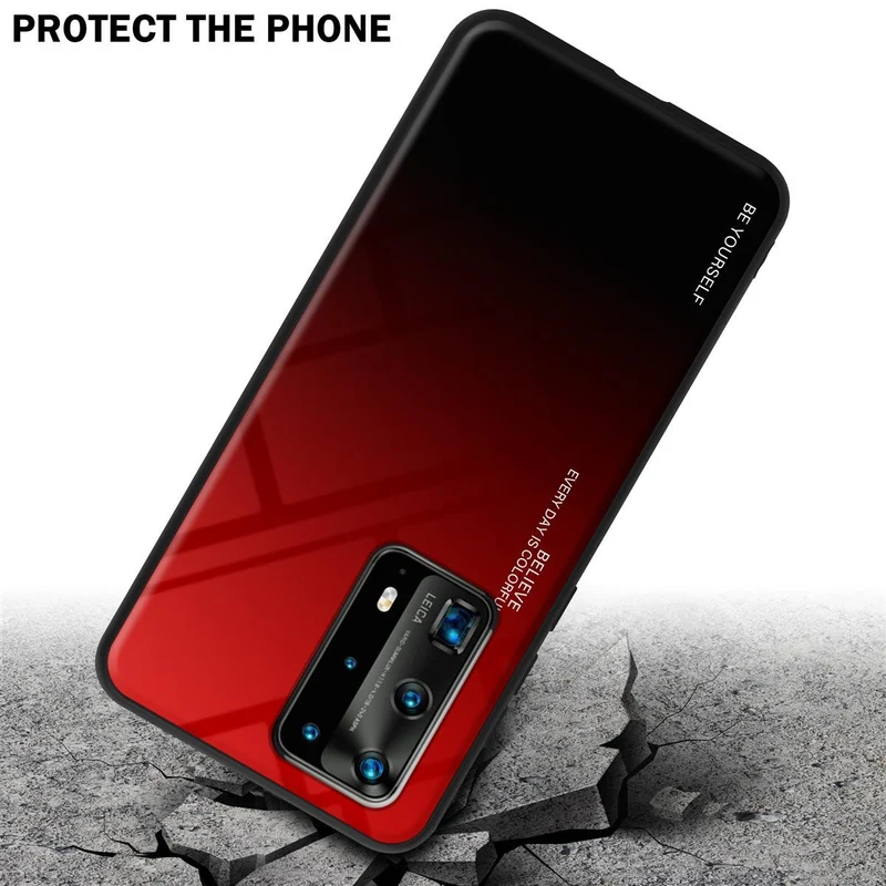 Cadorabo Hülle kompatibel mit Huawei P40 PRO / P40 PRO+ Zweifarbige Schutzhülle aus Tempered Glas und TPU Silikon