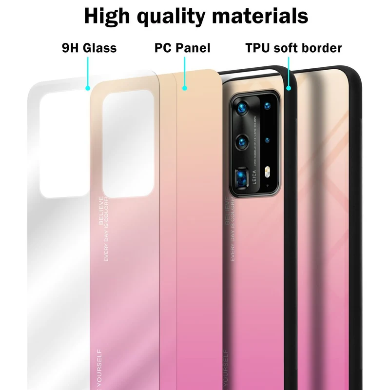 Cadorabo Hülle kompatibel mit Huawei P40 PRO / P40 PRO+ Zweifarbige Schutzhülle aus Tempered Glas und TPU Silikon