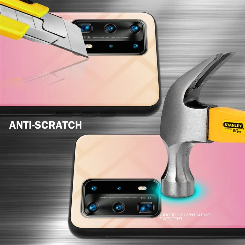 Cadorabo Hülle kompatibel mit Huawei P40 PRO / P40 PRO+ Zweifarbige Schutzhülle aus Tempered Glas und TPU Silikon