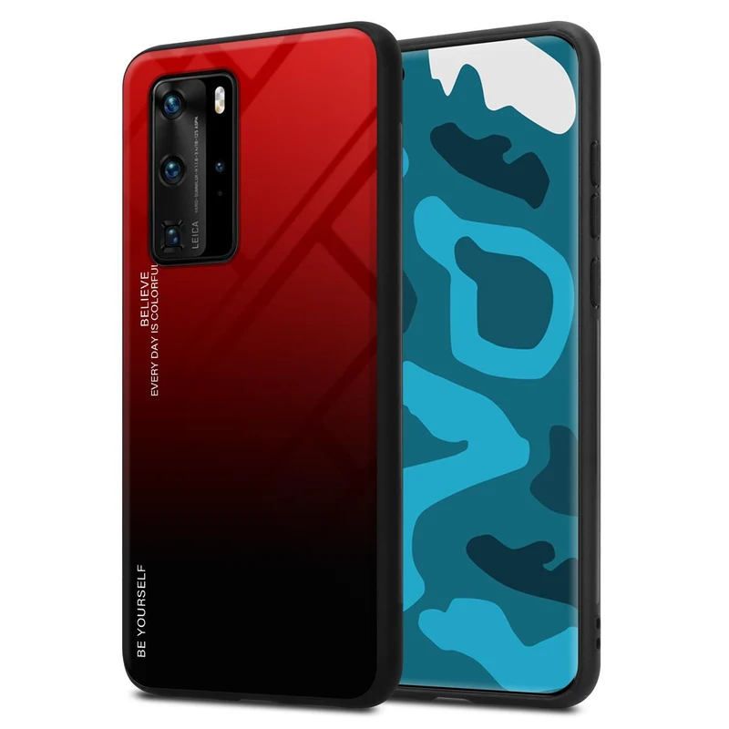 Cadorabo Hülle kompatibel mit Huawei P40 PRO / P40 PRO+ Zweifarbige Schutzhülle aus Tempered Glas und TPU Silikon