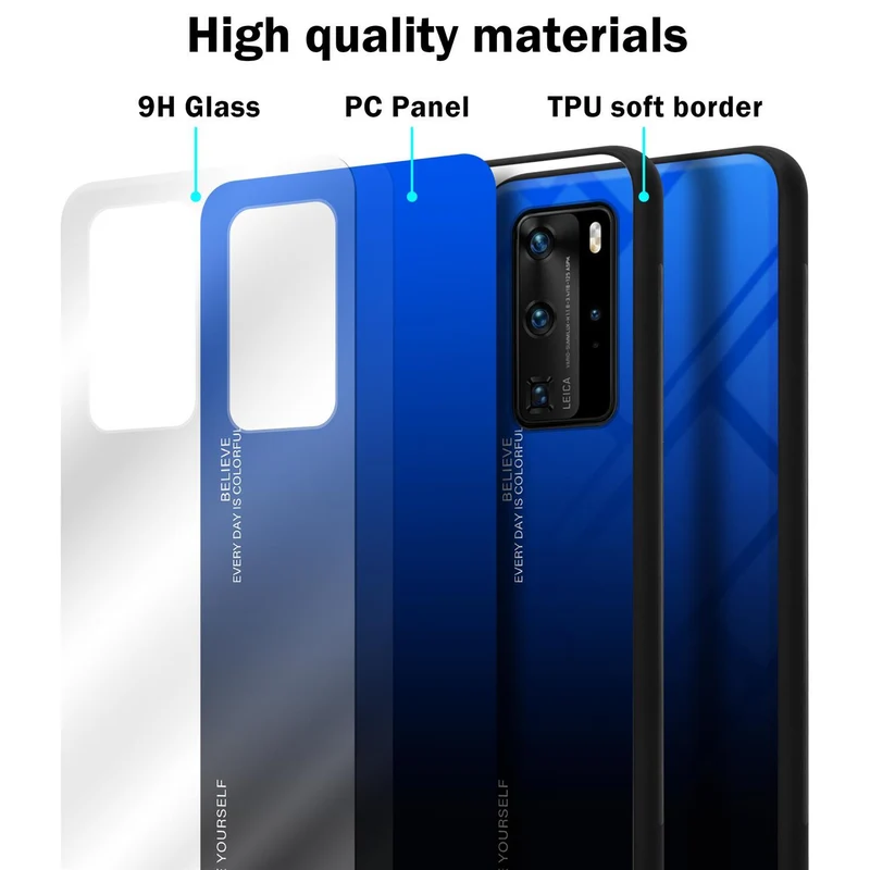 Cadorabo Hülle kompatibel mit Huawei P40 PRO / P40 PRO+ Zweifarbige Schutzhülle aus Tempered Glas und TPU Silikon