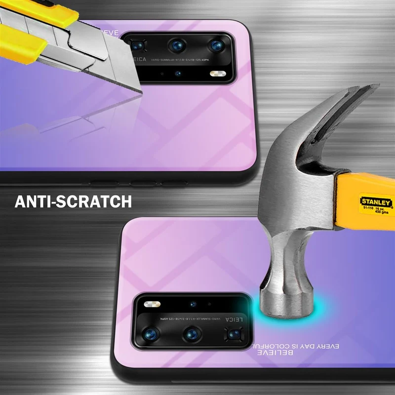 Cadorabo Hülle kompatibel mit Huawei P40 PRO / P40 PRO+ Zweifarbige Schutzhülle aus Tempered Glas und TPU Silikon