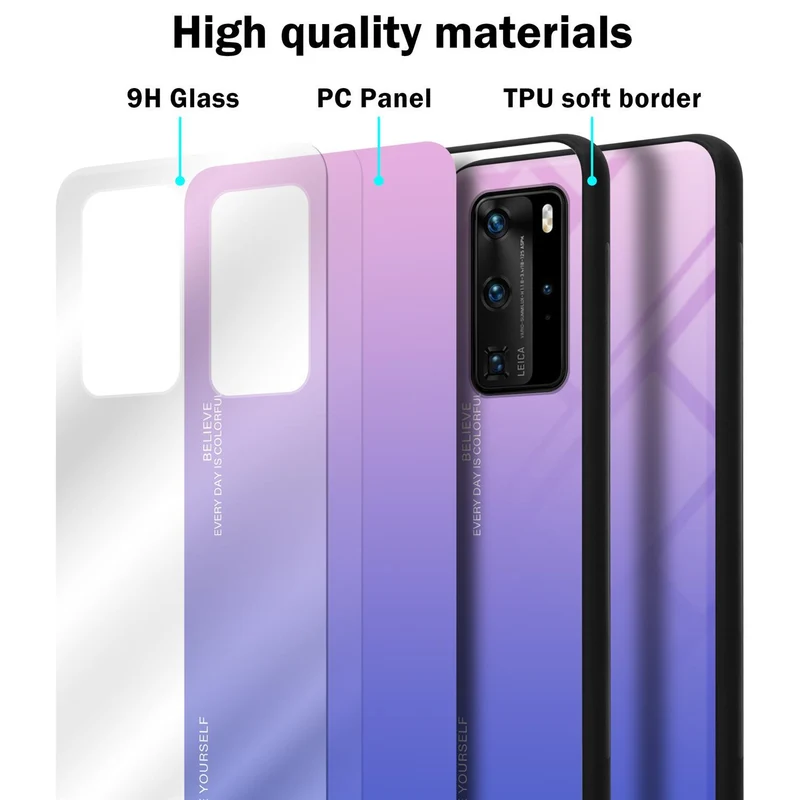 Cadorabo Hülle kompatibel mit Huawei P40 PRO / P40 PRO+ Zweifarbige Schutzhülle aus Tempered Glas und TPU Silikon