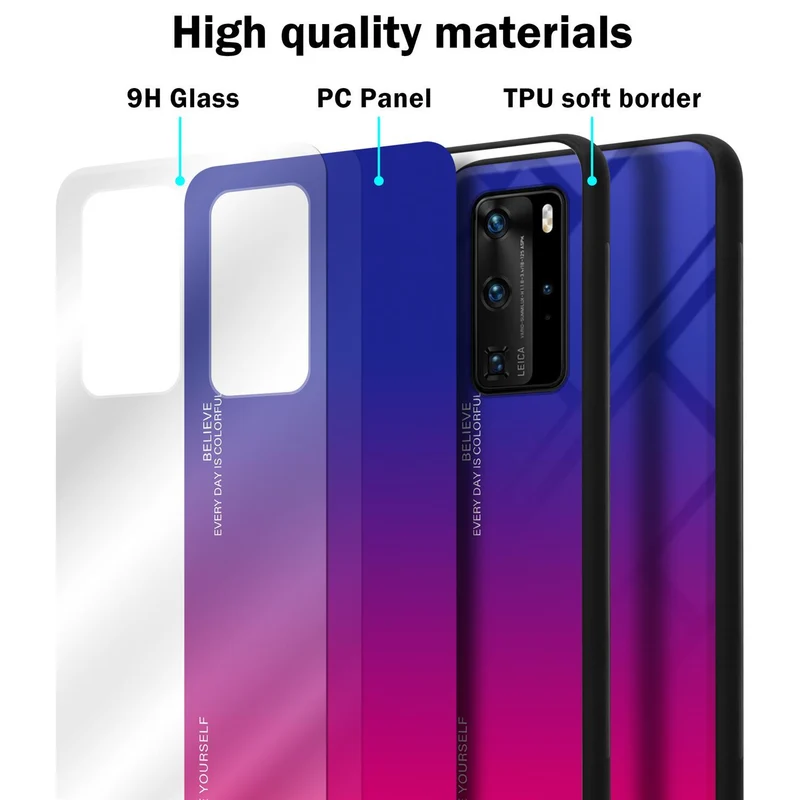 Cadorabo Hülle kompatibel mit Huawei P40 PRO / P40 PRO+ Zweifarbige Schutzhülle aus Tempered Glas und TPU Silikon