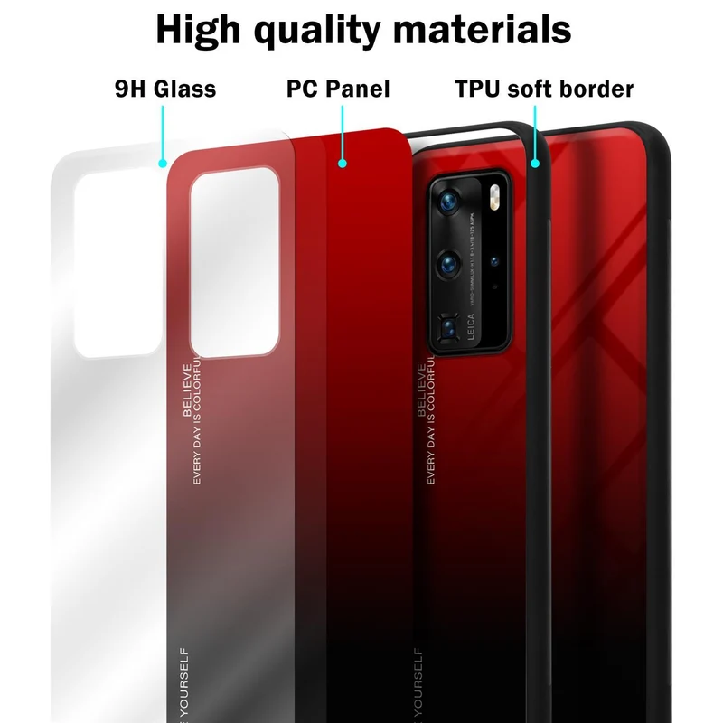 Cadorabo Hülle kompatibel mit Huawei P40 PRO / P40 PRO+ Zweifarbige Schutzhülle aus Tempered Glas und TPU Silikon