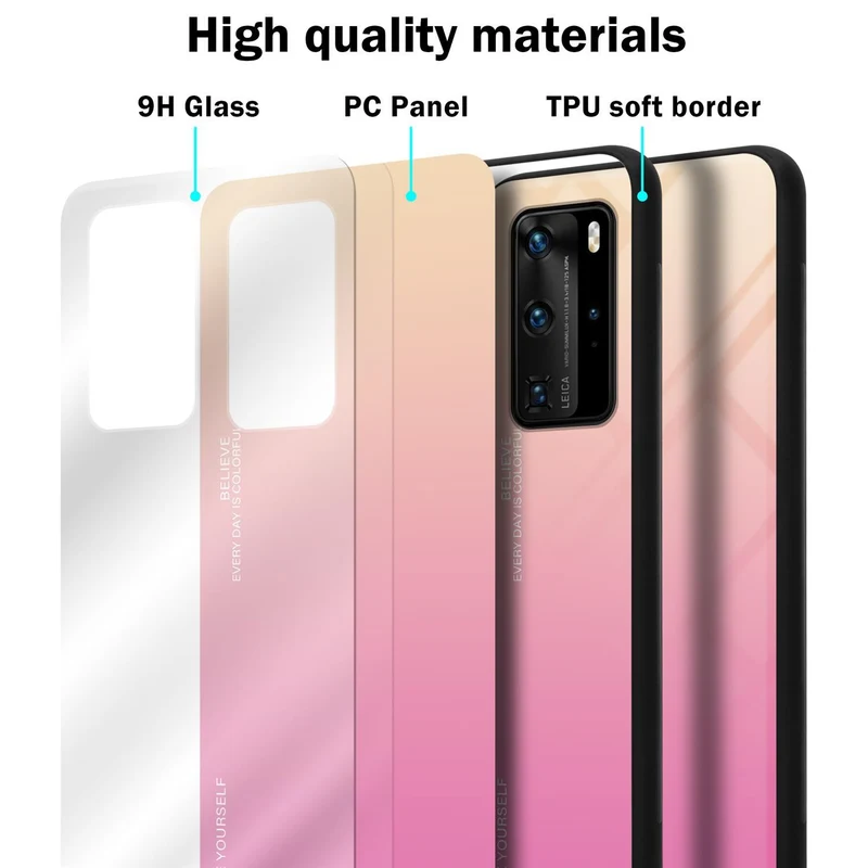 Cadorabo Hülle kompatibel mit Huawei P40 PRO / P40 PRO+ Zweifarbige Schutzhülle aus Tempered Glas und TPU Silikon