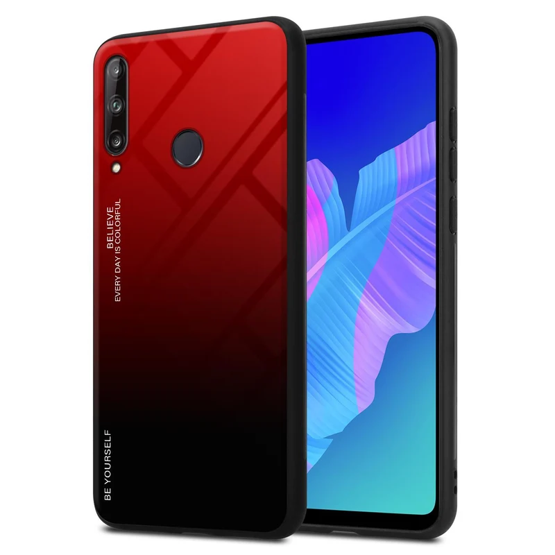 Cadorabo Hülle kompatibel mit Huawei P40 LITE E Zweifarbige Schutzhülle aus Tempered Glas und TPU Silikon