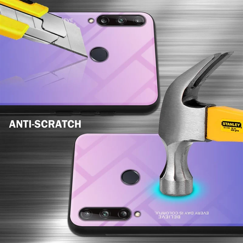 Cadorabo Hülle kompatibel mit Huawei P40 LITE E Zweifarbige Schutzhülle aus Tempered Glas und TPU Silikon