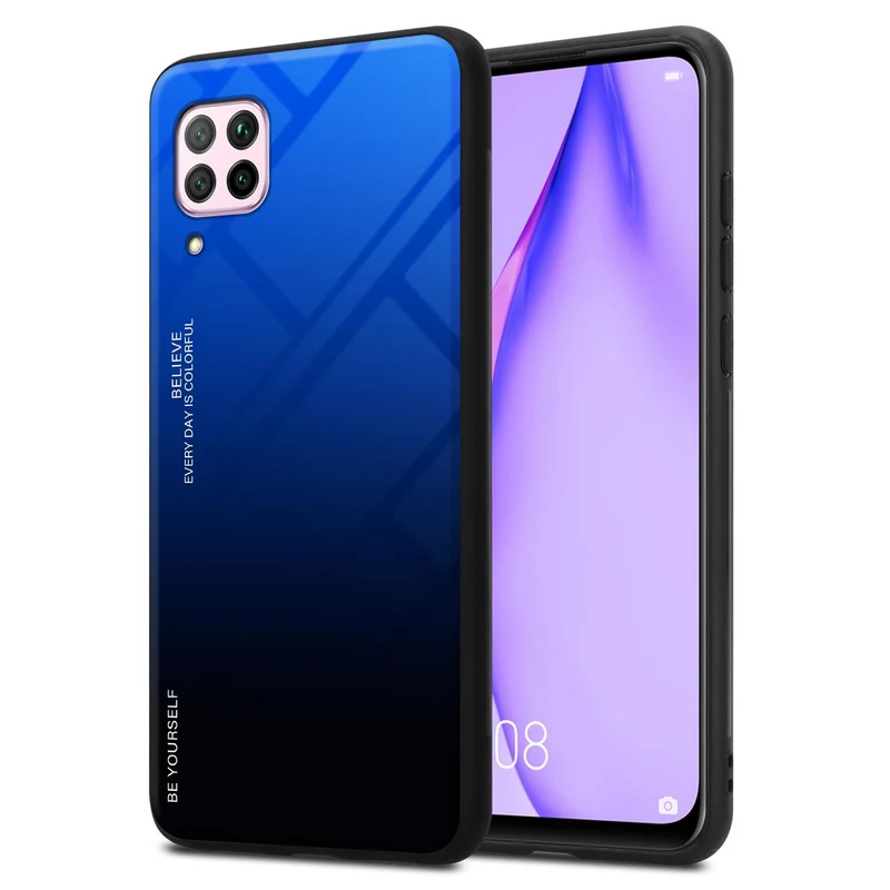 Cadorabo Hülle kompatibel mit Huawei NOVA 6 SE / P40 LITE / NOVA 7i Zweifarbige Schutzhülle aus Tempered Glas und TPU Silikon
