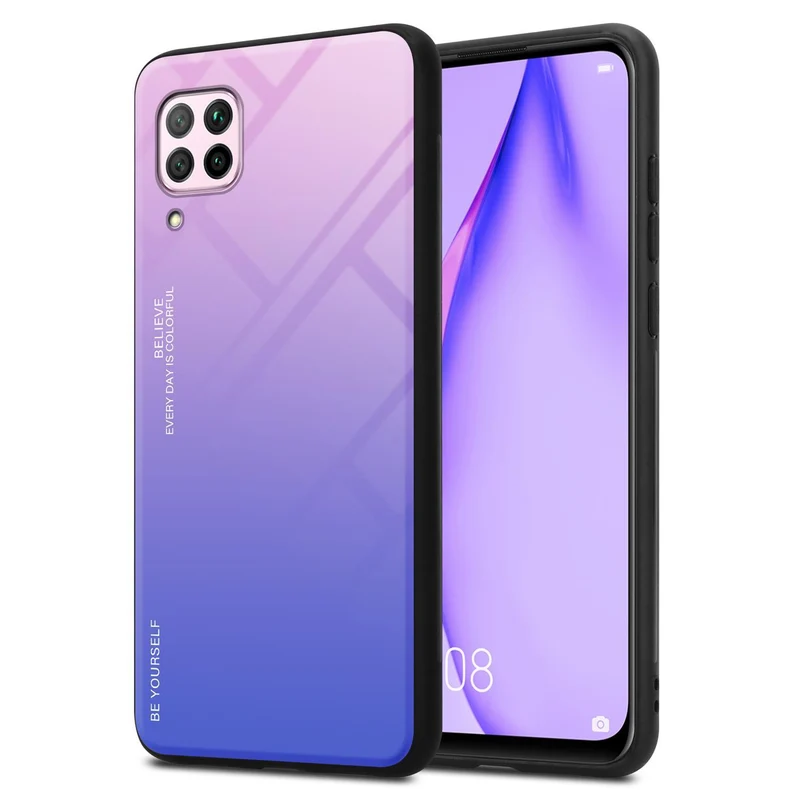 Cadorabo Hülle kompatibel mit Huawei NOVA 6 SE / P40 LITE / NOVA 7i Zweifarbige Schutzhülle aus Tempered Glas und TPU Silikon