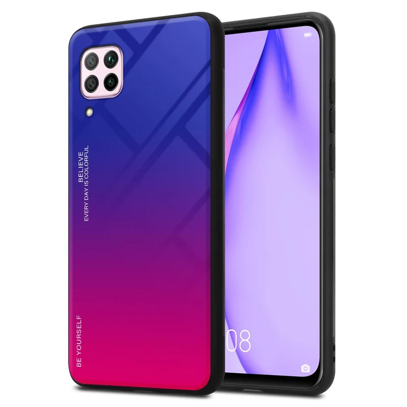 Cadorabo Hülle kompatibel mit Huawei NOVA 6 SE / P40 LITE / NOVA 7i Zweifarbige Schutzhülle aus Tempered Glas und TPU Silikon