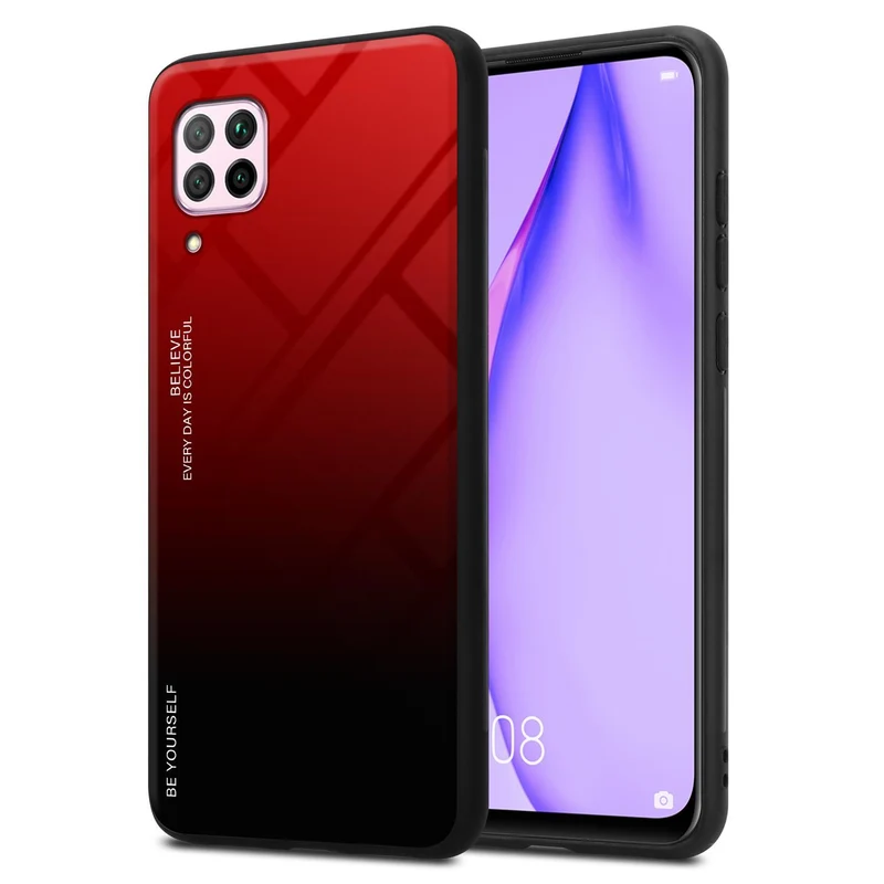 Cadorabo Hülle kompatibel mit Huawei NOVA 6 SE / P40 LITE / NOVA 7i Zweifarbige Schutzhülle aus Tempered Glas und TPU Silikon