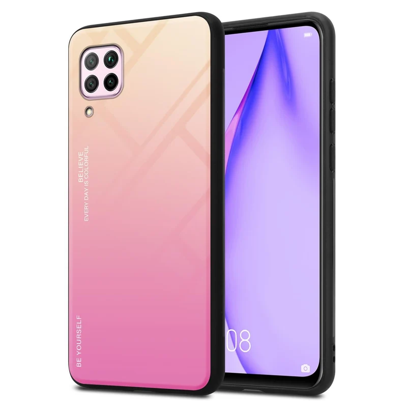 Cadorabo Hülle kompatibel mit Huawei NOVA 6 SE / P40 LITE / NOVA 7i Zweifarbige Schutzhülle aus Tempered Glas und TPU Silikon