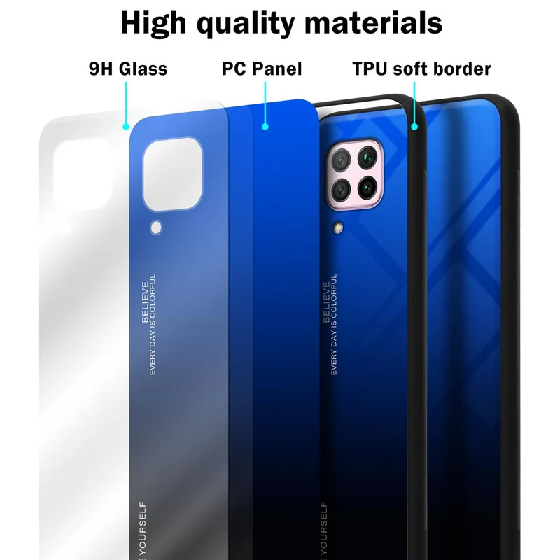 Cadorabo Hülle kompatibel mit Huawei NOVA 6 SE / P40 LITE / NOVA 7i Zweifarbige Schutzhülle aus Tempered Glas und TPU Silikon