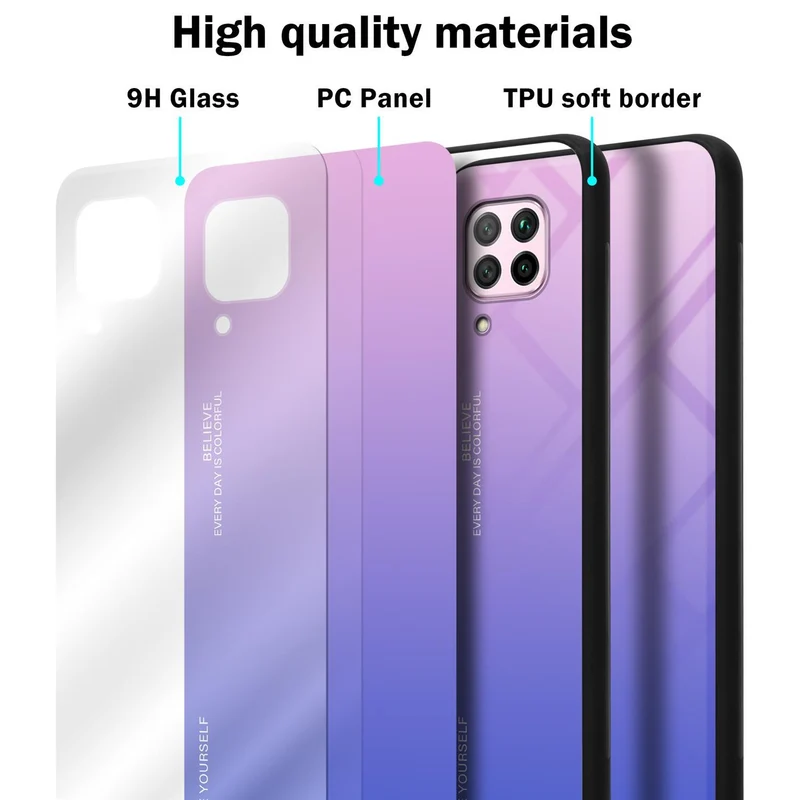 Cadorabo Hülle kompatibel mit Huawei NOVA 6 SE / P40 LITE / NOVA 7i Zweifarbige Schutzhülle aus Tempered Glas und TPU Silikon