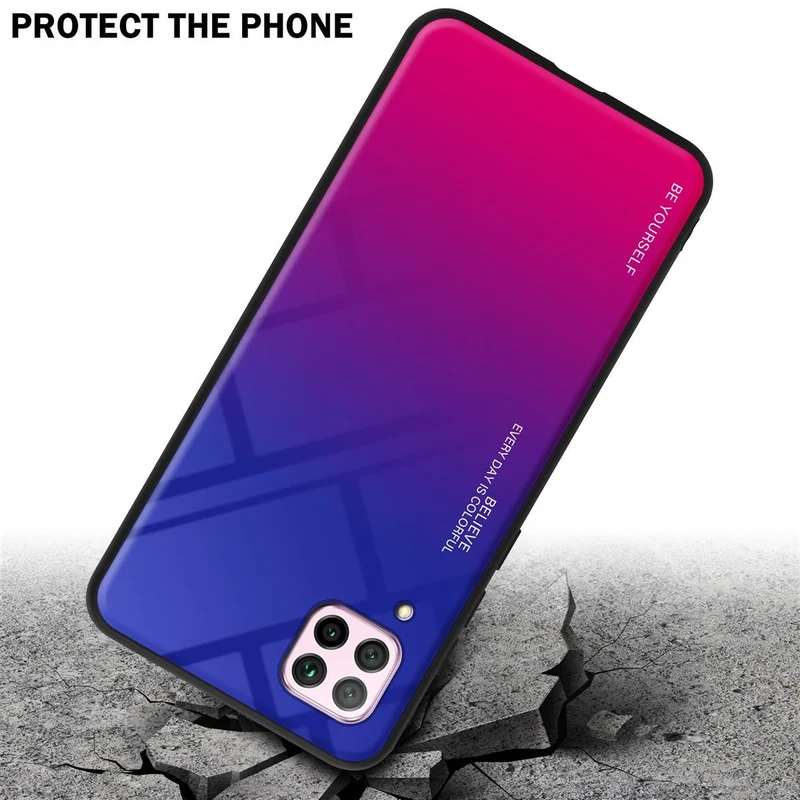 Cadorabo Hülle kompatibel mit Huawei NOVA 6 SE / P40 LITE / NOVA 7i Zweifarbige Schutzhülle aus Tempered Glas und TPU Silikon