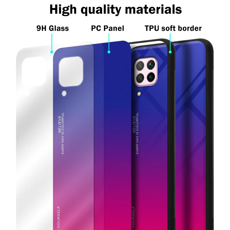 Cadorabo Hülle kompatibel mit Huawei NOVA 6 SE / P40 LITE / NOVA 7i Zweifarbige Schutzhülle aus Tempered Glas und TPU Silikon