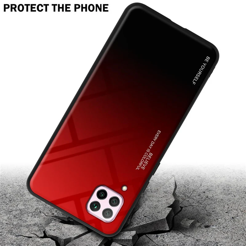 Cadorabo Hülle kompatibel mit Huawei NOVA 6 SE / P40 LITE / NOVA 7i Zweifarbige Schutzhülle aus Tempered Glas und TPU Silikon