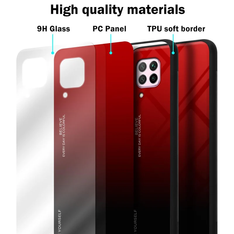 Cadorabo Hülle kompatibel mit Huawei NOVA 6 SE / P40 LITE / NOVA 7i Zweifarbige Schutzhülle aus Tempered Glas und TPU Silikon