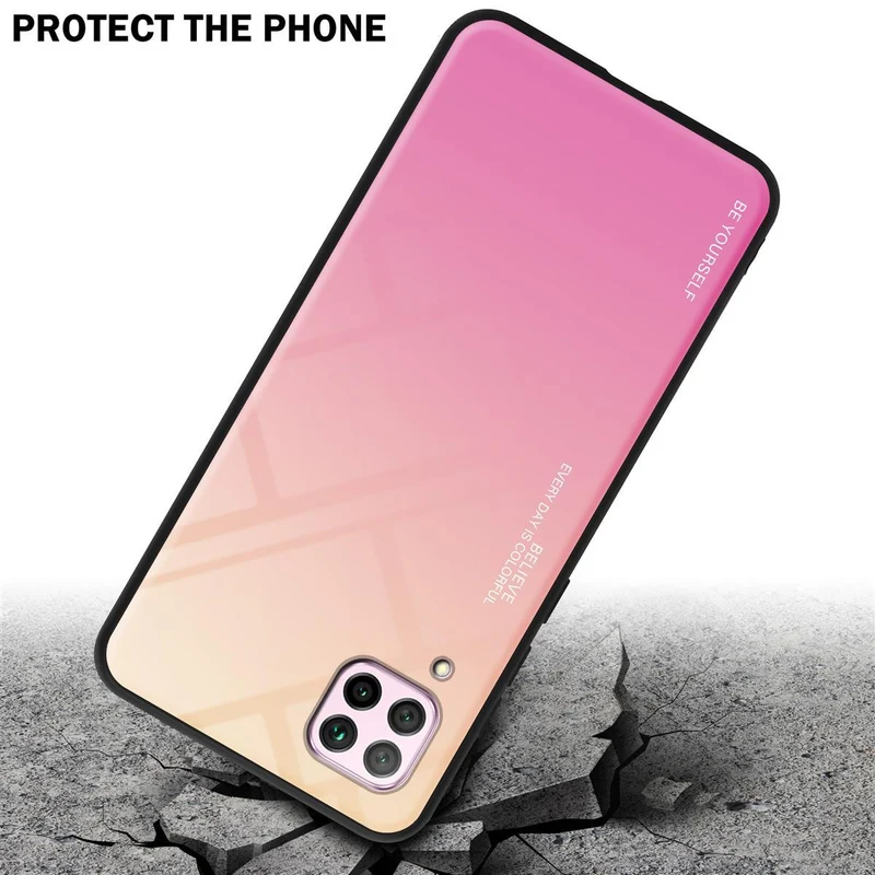 Cadorabo Hülle kompatibel mit Huawei NOVA 6 SE / P40 LITE / NOVA 7i Zweifarbige Schutzhülle aus Tempered Glas und TPU Silikon