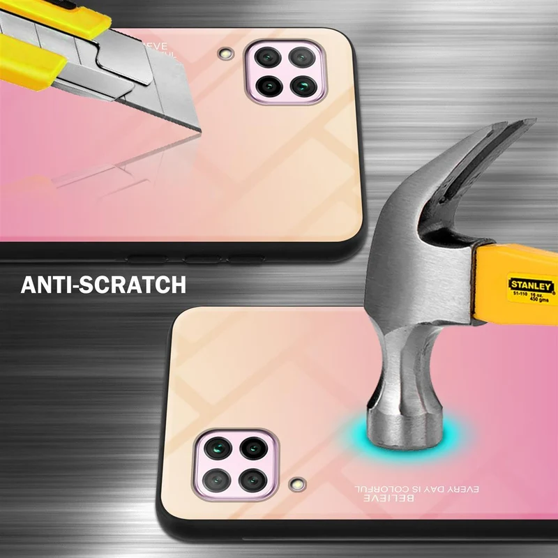 Cadorabo Hülle kompatibel mit Huawei NOVA 6 SE / P40 LITE / NOVA 7i Zweifarbige Schutzhülle aus Tempered Glas und TPU Silikon
