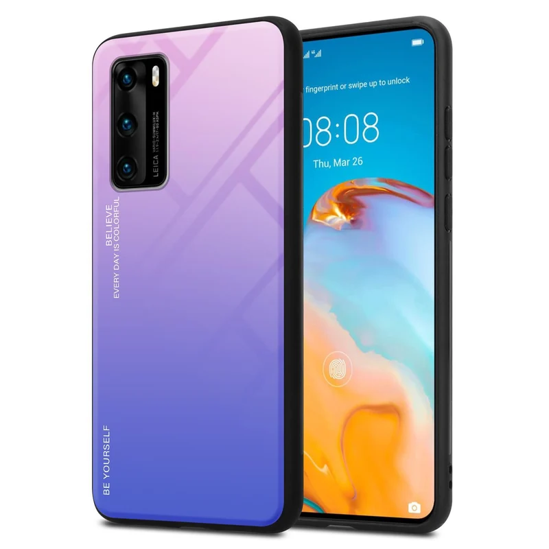 Cadorabo Hülle kompatibel mit Huawei P40 Zweifarbige Schutzhülle aus Tempered Glas und TPU Silikon