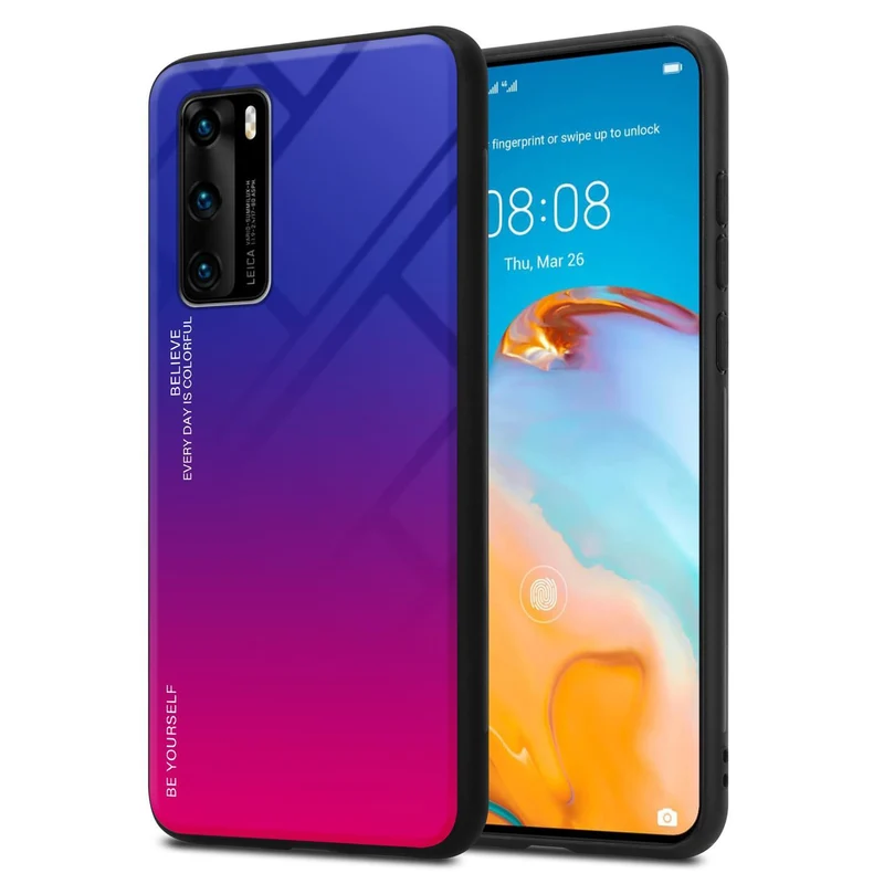 Cadorabo Hülle kompatibel mit Huawei P40 Zweifarbige Schutzhülle aus Tempered Glas und TPU Silikon