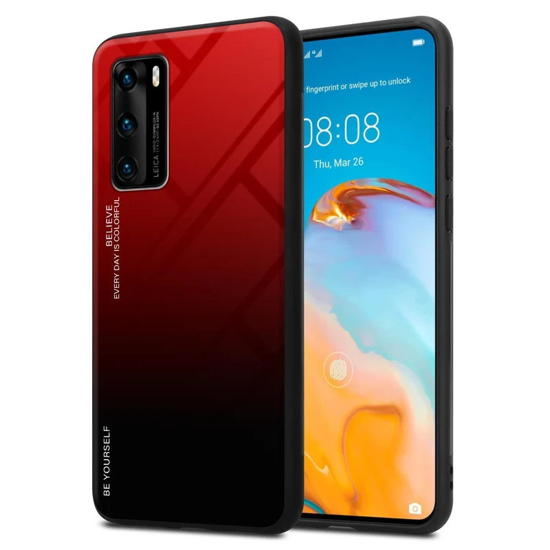 Cadorabo Hülle kompatibel mit Huawei P40 Zweifarbige Schutzhülle aus Tempered Glas und TPU Silikon