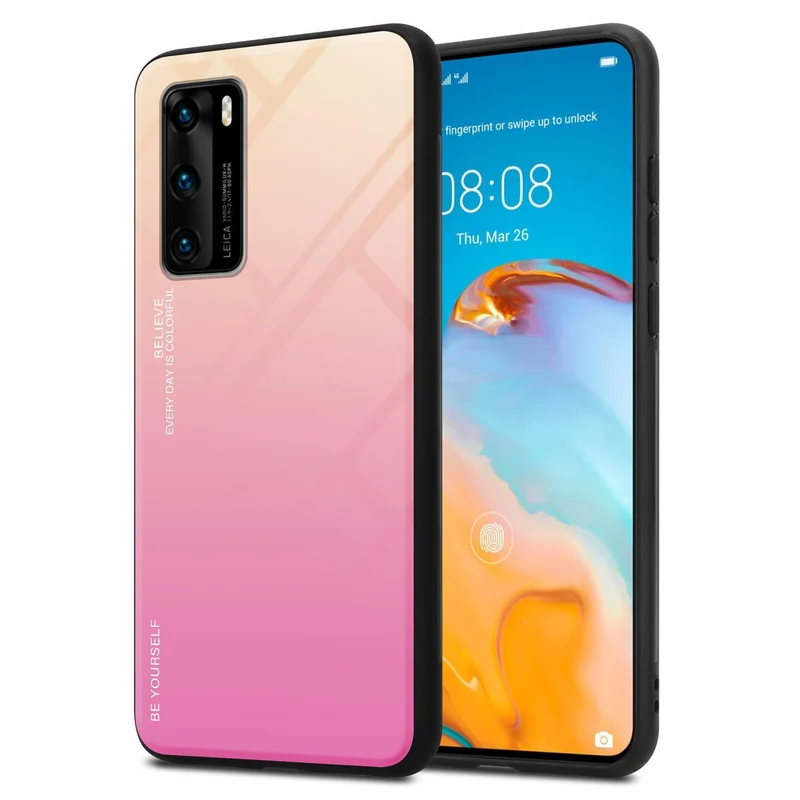 Cadorabo Hülle kompatibel mit Huawei P40 Zweifarbige Schutzhülle aus Tempered Glas und TPU Silikon