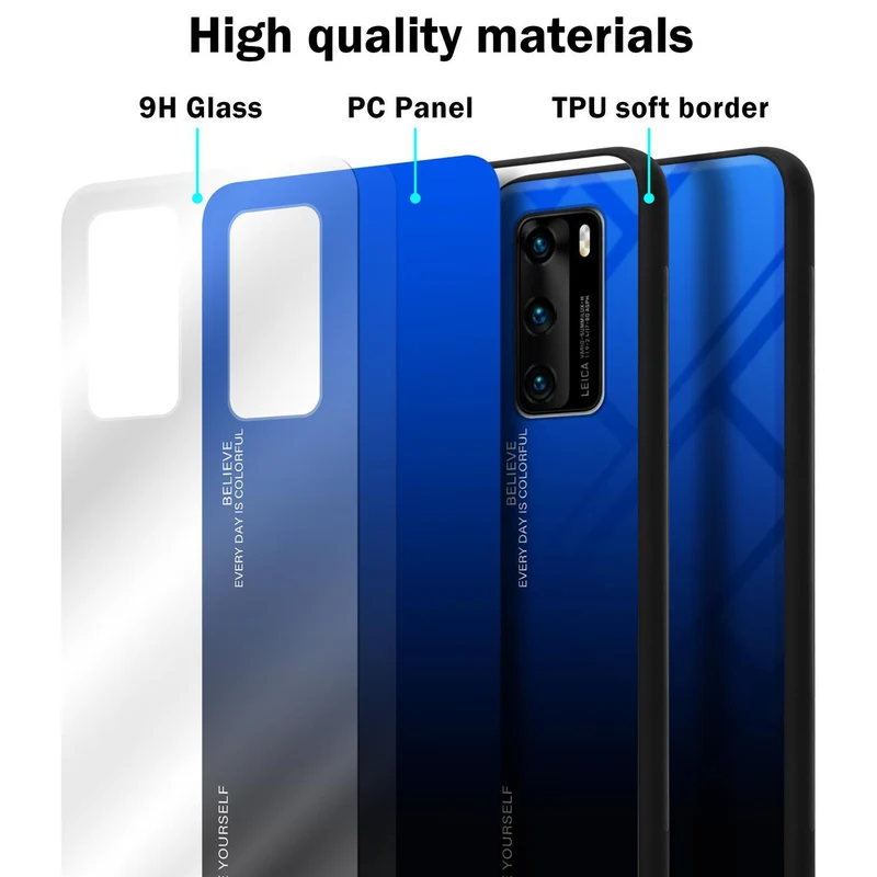 Cadorabo Hülle kompatibel mit Huawei P40 Zweifarbige Schutzhülle aus Tempered Glas und TPU Silikon