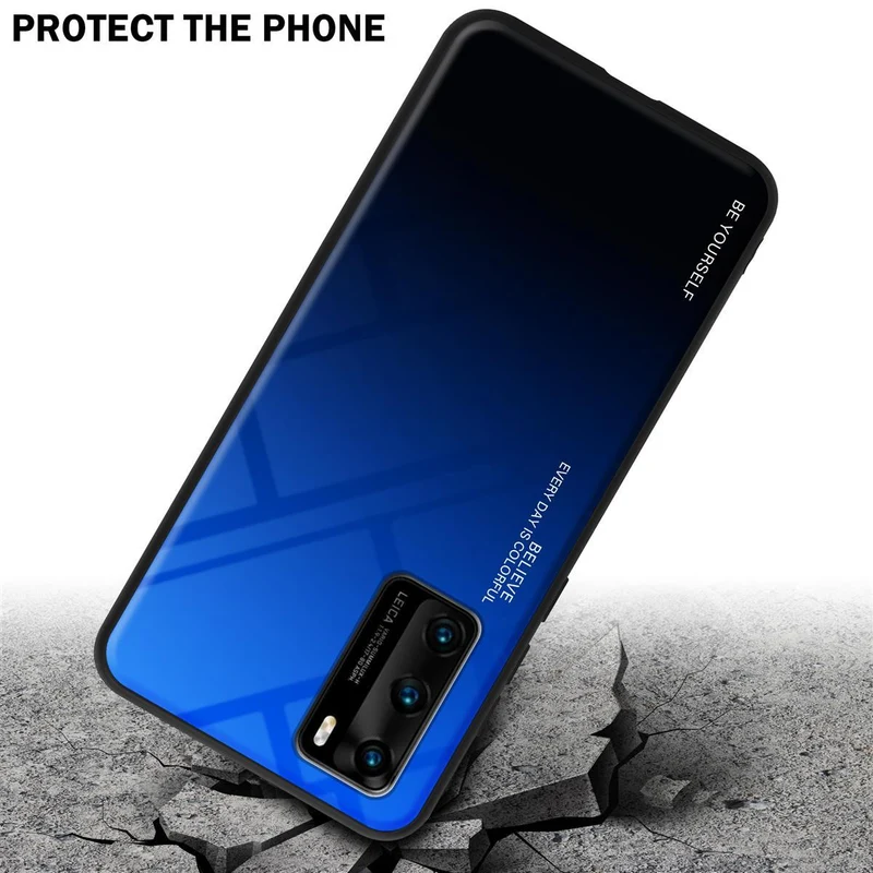 Cadorabo Hülle kompatibel mit Huawei P40 Zweifarbige Schutzhülle aus Tempered Glas und TPU Silikon