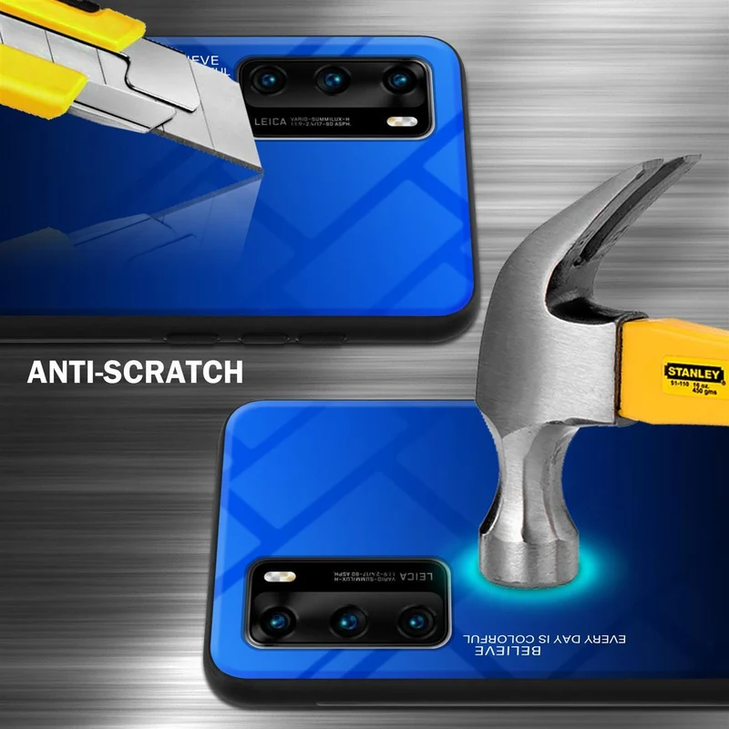 Cadorabo Hülle kompatibel mit Huawei P40 Zweifarbige Schutzhülle aus Tempered Glas und TPU Silikon