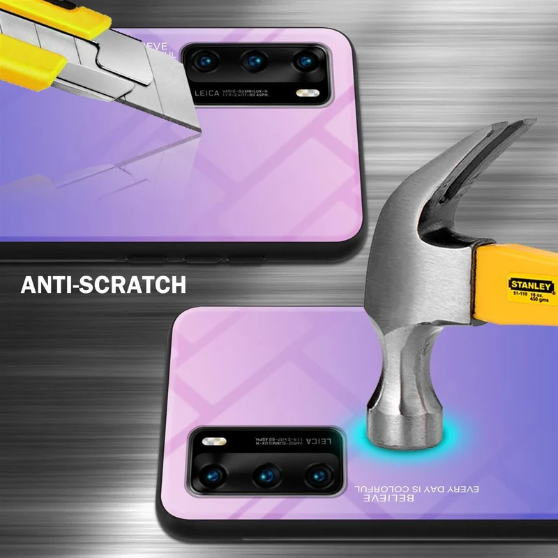 Cadorabo Hülle kompatibel mit Huawei P40 Zweifarbige Schutzhülle aus Tempered Glas und TPU Silikon
