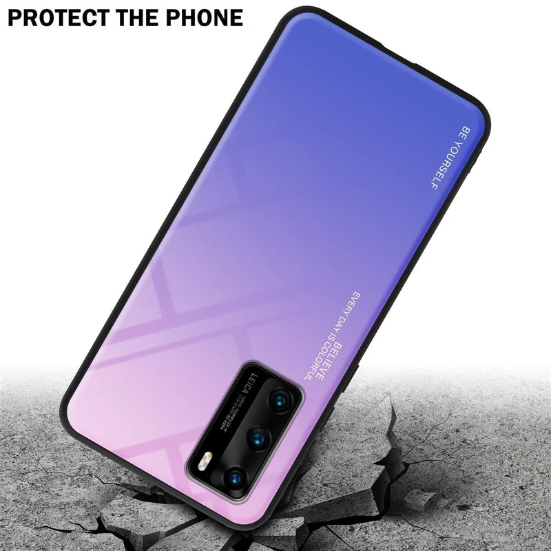 Cadorabo Hülle kompatibel mit Huawei P40 Zweifarbige Schutzhülle aus Tempered Glas und TPU Silikon