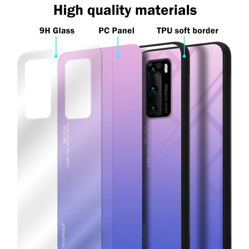 Cadorabo Hülle kompatibel mit Huawei P40 Zweifarbige Schutzhülle aus Tempered Glas und TPU Silikon