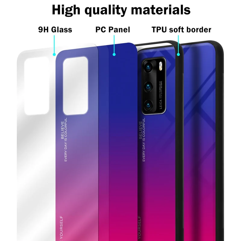 Cadorabo Hülle kompatibel mit Huawei P40 Zweifarbige Schutzhülle aus Tempered Glas und TPU Silikon