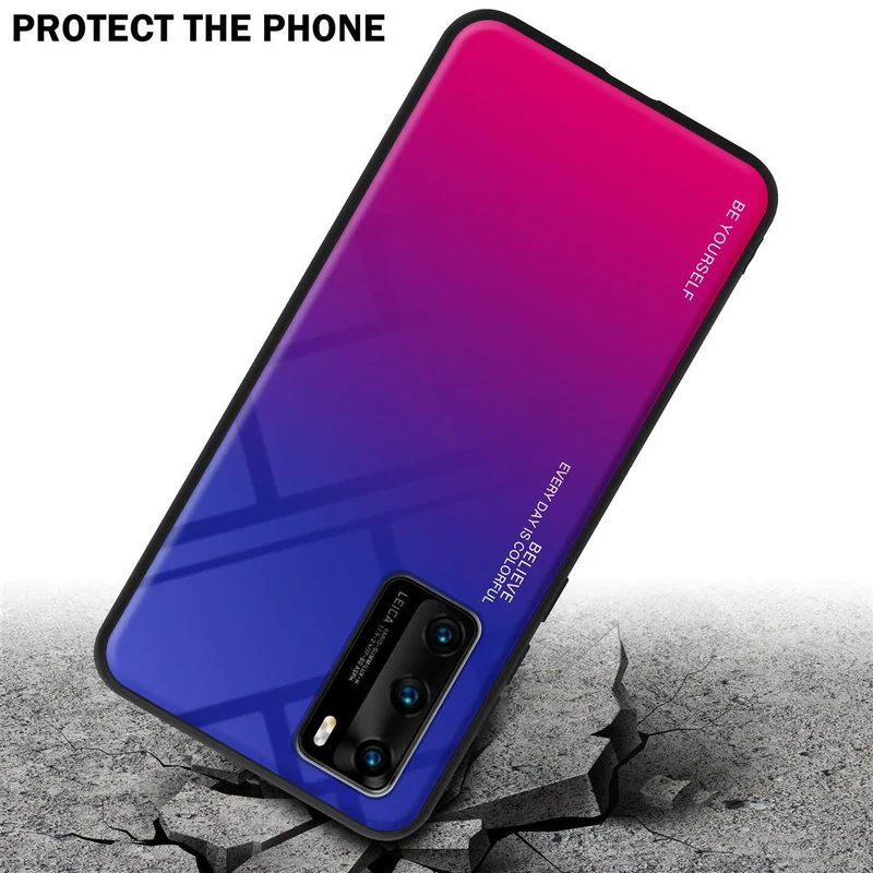 Cadorabo Hülle kompatibel mit Huawei P40 Zweifarbige Schutzhülle aus Tempered Glas und TPU Silikon