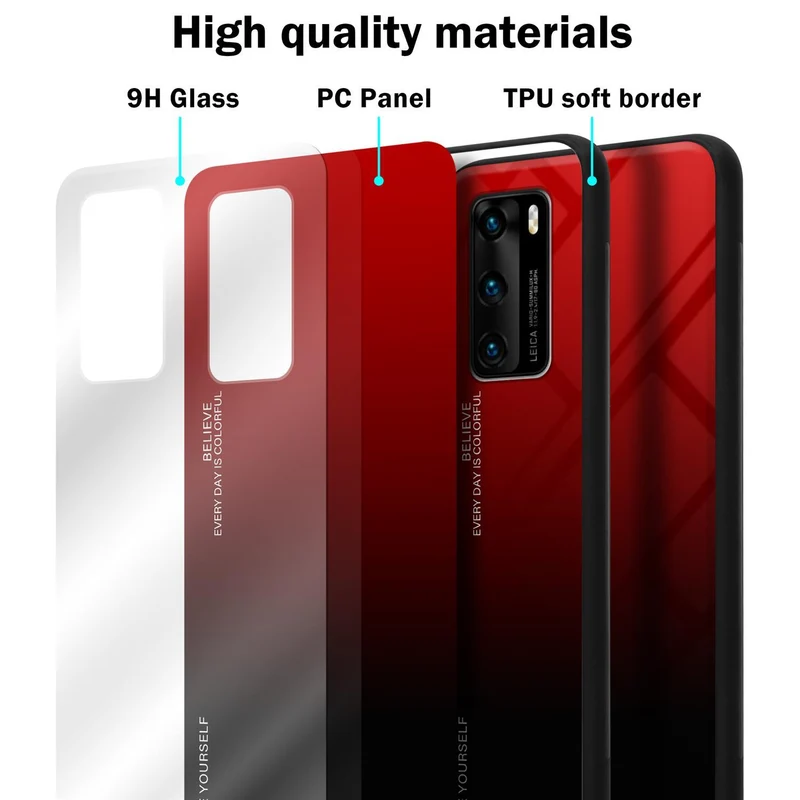 Cadorabo Hülle kompatibel mit Huawei P40 Zweifarbige Schutzhülle aus Tempered Glas und TPU Silikon