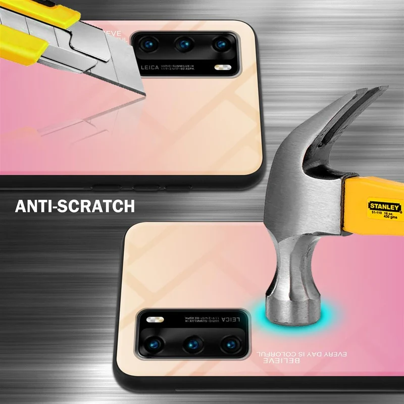 Cadorabo Hülle kompatibel mit Huawei P40 Zweifarbige Schutzhülle aus Tempered Glas und TPU Silikon
